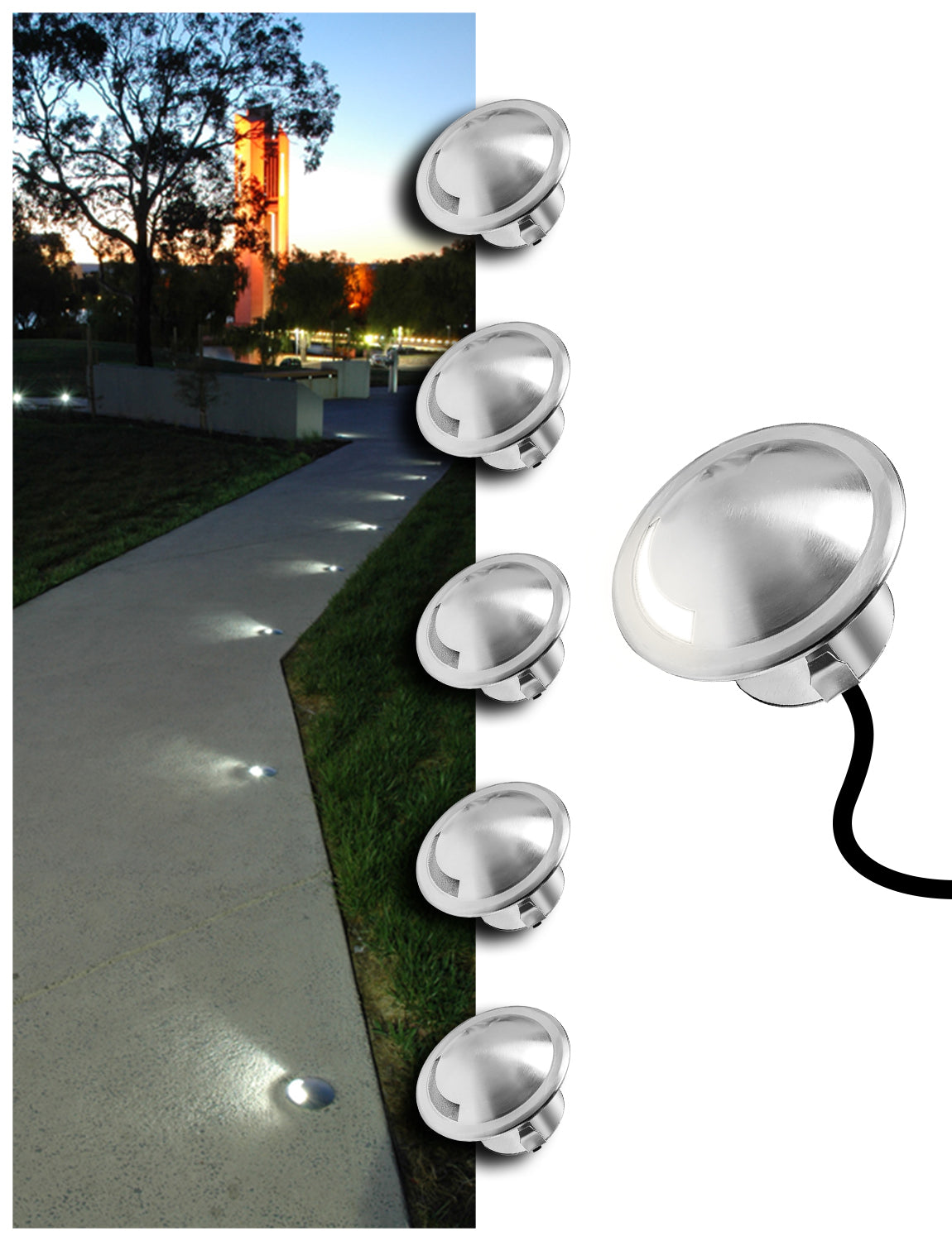 Stainless Steel 4W Low Voltage Recessed LED Deck Light Outdoor Step Stair Lights Round Top-(MLR-SSG07~09)