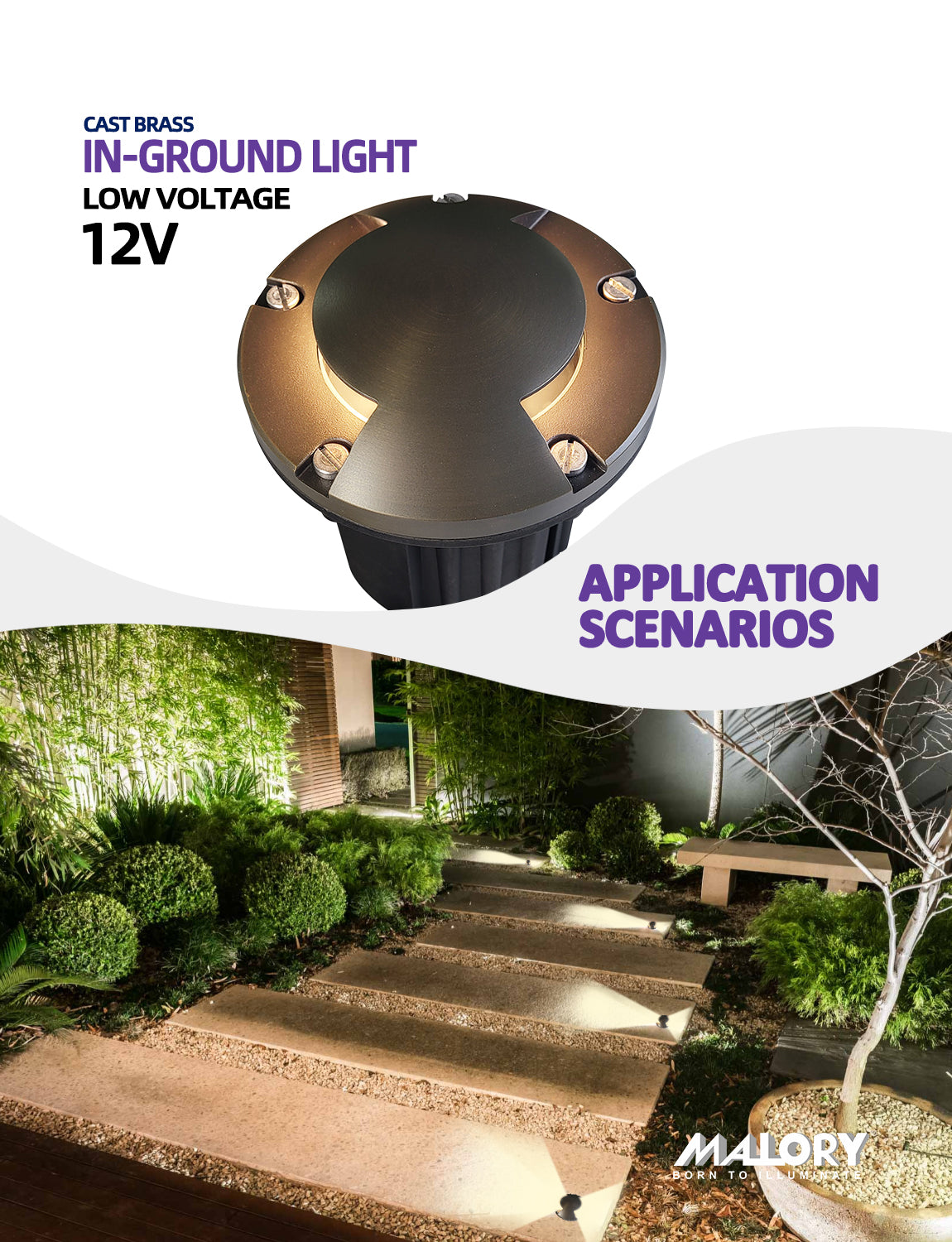 12V Brass Top Cover Landscape In Ground Well LightsLights (MLR-G06)-Two-Direction Turret