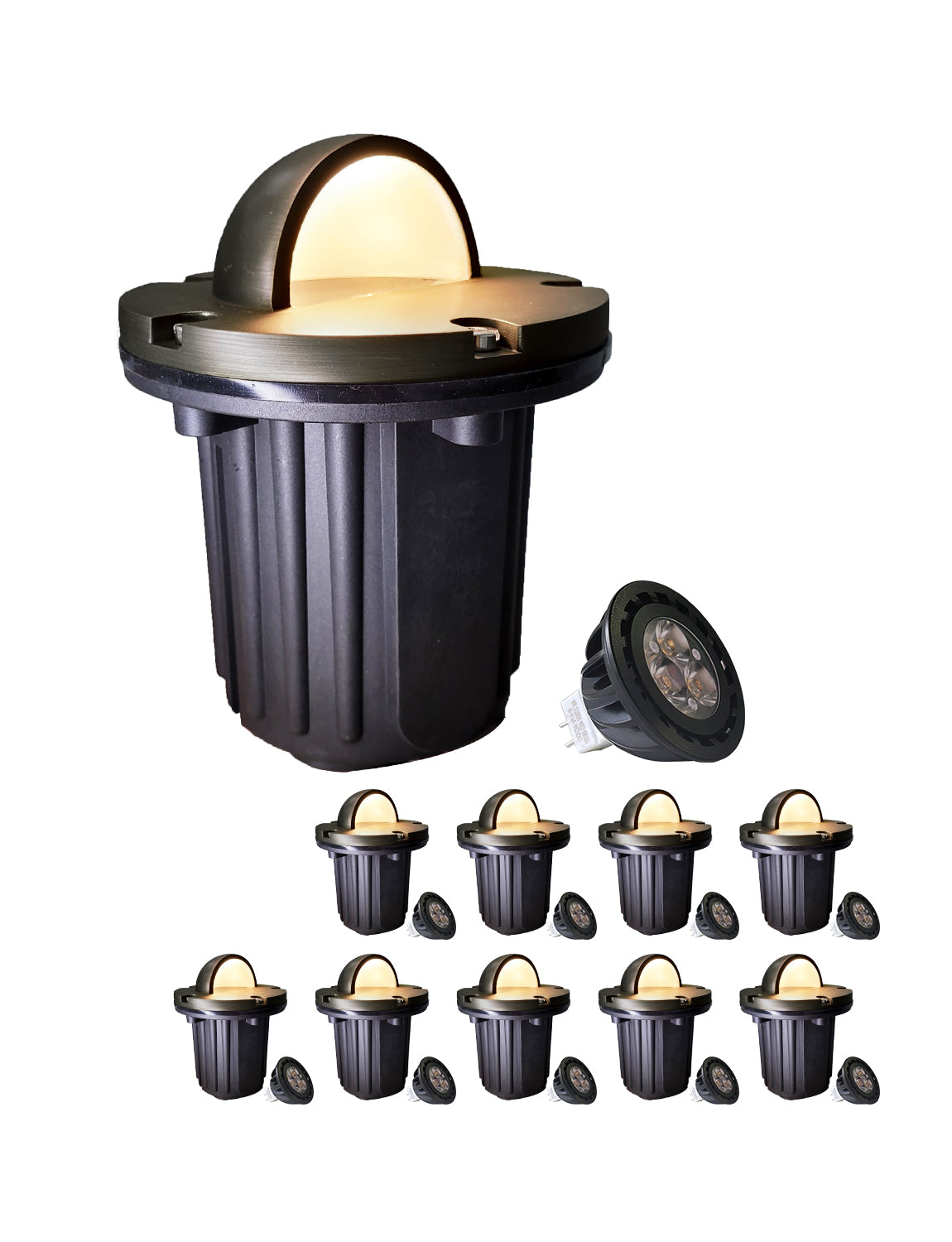 12V Low Voltage Outdoor Brass Top Cover Landscape In Ground Well Lights (MLR-G03)-Beacon Top