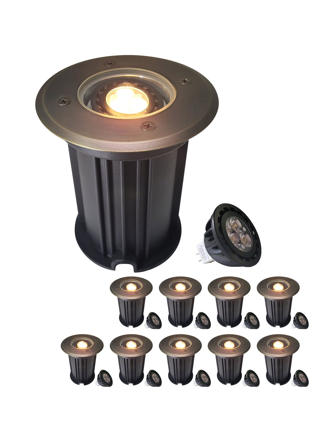 Brass Low Voltage Outdoor In Ground Well Lights (MLR-G08)-Open Top