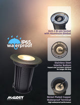 Brass Low Voltage Outdoor In Ground Well Lights (MLR-G08)-Open Top